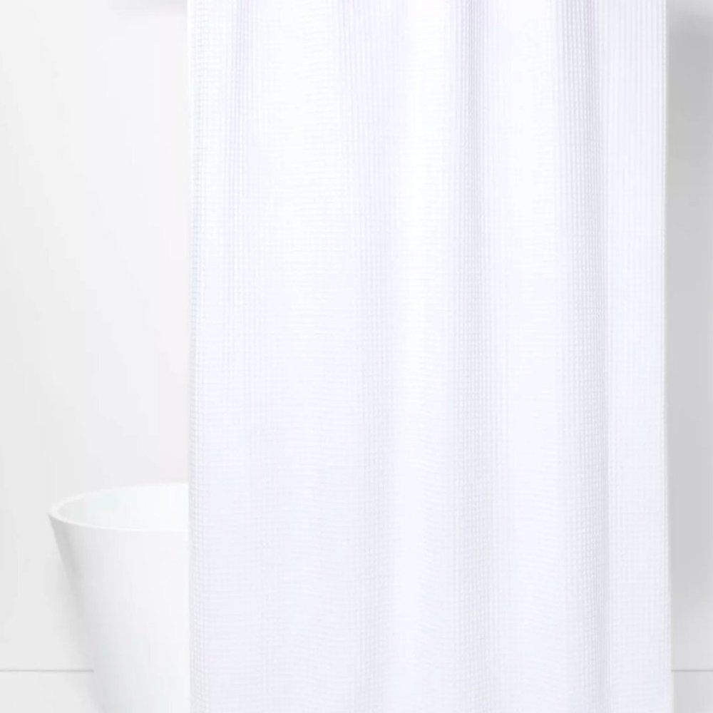 Waffle Weave Shower Curtain w/hooks
